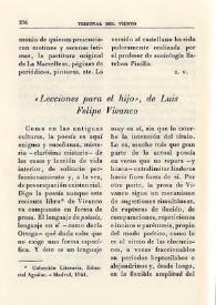 "Lecciones para el hijo", de Luis Felipe Vivanco / L. de L.  | Biblioteca Virtual Miguel de Cervantes