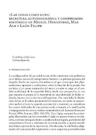 "Las cosas como son": escritura autobiográfica y compromiso histórico en Miguel Hernández, Max Aub y León Felipe / Luis Bagué Quílez | Biblioteca Virtual Miguel de Cervantes