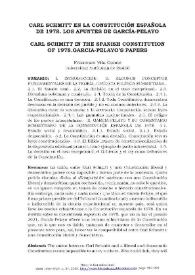 Carl Schmitt en la constitución española de 1978. Los apuntes de García-Pelayo / Francisco Vila Conde | Biblioteca Virtual Miguel de Cervantes