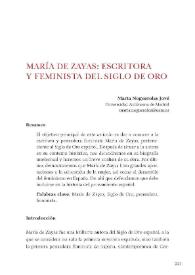 María de Zayas: escritora y feminista del Siglo de Oro  / Marta Nogueroles Jové | Biblioteca Virtual Miguel de Cervantes