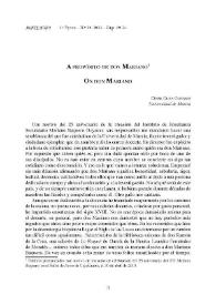 Más información sobre A propósito de Don Mariano. On Don Mariano / César Oliva Olivares