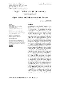Miguel Delibes e Italia: encuentros y desencuentros  / Renata Londero | Biblioteca Virtual Miguel de Cervantes