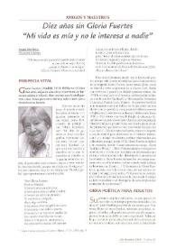 Diez años sin Gloria Fuertes : "Mi vida es mía y no le interesa a nadie" / Anabel Sáiz Ripoll | Biblioteca Virtual Miguel de Cervantes