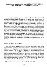 Eduardo Galeano: la literatura como una pasión latinoamericana    / Gabriel Saad  | Biblioteca Virtual Miguel de Cervantes