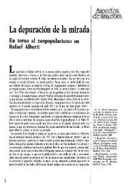 La depuración de la mirada. En torno al  neopopularismo en Rafael Alberti   / Andrés Soria Olmedo  | Biblioteca Virtual Miguel de Cervantes