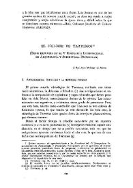 El nombre de Tartessos (Tesis expuesta en el V Symposium Internacional de arqueología y prehistoria peninsular) / Manuel Pérez Rojas | Biblioteca Virtual Miguel de Cervantes