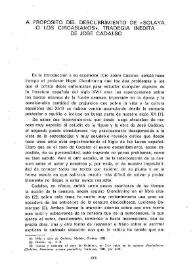 A propósito del descubrimiento de "Solaya o los circasianos", tragedia inédita de José Cadalso    / Pedro Álvarez de Miranda   | Biblioteca Virtual Miguel de Cervantes