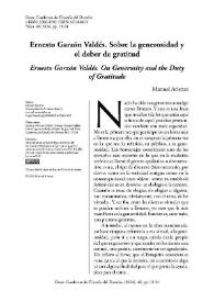 Ernesto Garzón Valdés. Sobre la generosidad y el deber de gratitud  / Manuel Atienza | Biblioteca Virtual Miguel de Cervantes