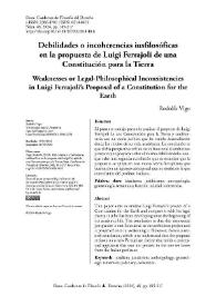 Debilidades o incoherencias iusfilosóficas en la propuesta de Luigi Ferrajoli de una Constitución para la Tierra  / Rodolfo Vigo | Biblioteca Virtual Miguel de Cervantes