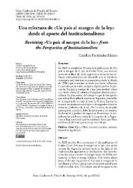 Una relectura de "Un país al margen de la ley" desde el aporte del institucionalismo  / Carolina Fernández Blanco | Biblioteca Virtual Miguel de Cervantes