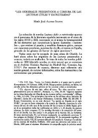 Los originales presentados a censura de las "Lecturas útiles y entretenidas" / María José Alonso Seoane | Biblioteca Virtual Miguel de Cervantes