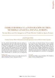 Ferrater Mora y la integración de tres mundos: Cataluña, España, Europa / Joan Vergés Gifra | Biblioteca Virtual Miguel de Cervantes