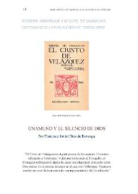 Unamuno y el silencio de Dios / Francisco Javier Díez de Revenga | Biblioteca Virtual Miguel de Cervantes
