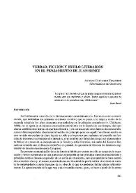 Verdad ficción y estilo literarios en el pensamiento de Juan Benet  / Antonio Chicharro Chamorro  | Biblioteca Virtual Miguel de Cervantes