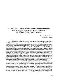 La ficción como función: una reinterpretación de la caracterización de lo literario en términos de ficcionalidad  / Luciano García García  | Biblioteca Virtual Miguel de Cervantes