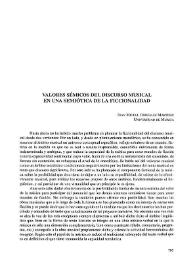 Valores sémicos del discurso musical en una semiótica de la ficcionalidad  / Juan Miguel González Martínez  | Biblioteca Virtual Miguel de Cervantes