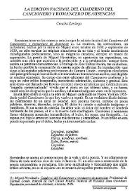La edición facsímil del cuaderno del "Cancionero y romancero de ausencias" / Concha Zardoya | Biblioteca Virtual Miguel de Cervantes