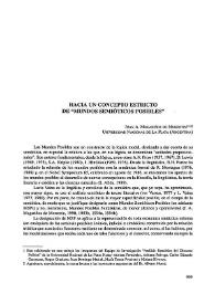 Hacia un concepto estricto de "mundos semióticos posibles" 
 / Juan A. Magariños de Morentín | Biblioteca Virtual Miguel de Cervantes