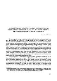 El "jo" literario de Ausiàs March en el contexto de la "tardor" medieval catalana. La problemática de un referente ficcional verosímil  / Josep Lluís Martos | Biblioteca Virtual Miguel de Cervantes