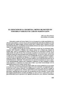 El ejercicio de la escritura: mundo de ficción en "Nubosidad variable" de Carmen Martín Gaite / M.ª Isabel Navas Ocaña  | Biblioteca Virtual Miguel de Cervantes