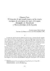 El impacto de un mundo nuevo en la ciencia europea de principios del siglo XVI según Alejandro de Humboldt y Marcos Jiménez de la Espada / Leoncio López-Ocón Cabrera | Biblioteca Virtual Miguel de Cervantes