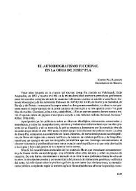 El autobiografismo ficcional en la obra de Josep Pla  / Xavier Pla Barbero | Biblioteca Virtual Miguel de Cervantes