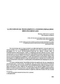 La ficción en el texto jurídico: constitucionalismo hispanoamericano / Herminia Provencio Garrigós  | Biblioteca Virtual Miguel de Cervantes