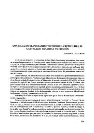 Una cala en el pensamiento teórico-crítico de J. M. Castellet: realidad vs ficción  / Eduardo A. Salas Romo  | Biblioteca Virtual Miguel de Cervantes