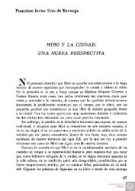 Miró y la ciudad: una nueva perspectiva / Francisco Javier Díez de Revenga | Biblioteca Virtual Miguel de Cervantes