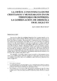 La difícil convivencia entre cristianos y musulmanes en un territorio fronterizo. La gobernación de Orihuela en el siglo XV / Juan Antonio Barrio Barrio | Biblioteca Virtual Miguel de Cervantes
