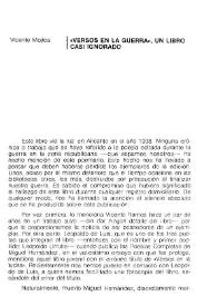 "Versos en la guerra", un libro casi ignorado / Vicente Mojica | Biblioteca Virtual Miguel de Cervantes