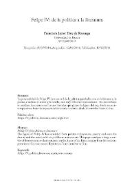 Felipe IV: de la política a la literatura / Francisco Javier Díez de Revenga | Biblioteca Virtual Miguel de Cervantes