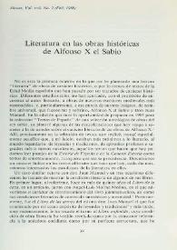Literatura en las obras históricas de Alfonso X el Sabio / Francisco Javier Díez de Revenga  | Biblioteca Virtual Miguel de Cervantes