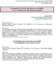 "El maleficio de la mariposa" en Italia. Una traducción de poeta a poeta / Laura Dolfi | Biblioteca Virtual Miguel de Cervantes