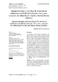 Apropiacionismo y reciclaje de la noción de traducción en "El fill del corrector / Arre, arre, corrector", de Adrià Pujol Cruells y Rubén Martín Giráldez
 / Andrea Elvira Navarro | Biblioteca Virtual Miguel de Cervantes