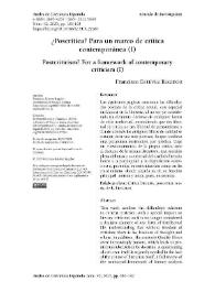 ¿Poscrítica? Para un marco de crítica contemporánea (I) / Francisco Estévez Regidor | Biblioteca Virtual Miguel de Cervantes