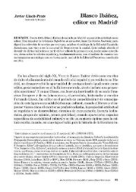 Blasco Ibáñez, editor en Madrid / Javier Lluch-Prats | Biblioteca Virtual Miguel de Cervantes