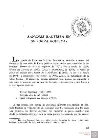 Sánchez Bautista en su "obra poética" / Francisco Javier Díez de Revenga | Biblioteca Virtual Miguel de Cervantes