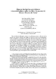 Algunas incógnitas, precisiones e incertidumbres sobre la vida y la muerte de Alonso Álvarez de Soria / José Manuel Rico García  | Biblioteca Virtual Miguel de Cervantes
