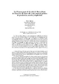 La "Primera parte de la vida de Marco Bruto" de Francisco de Quevedo como manual político de prudencia, cautela y duplicidad / Rafael Iglesias | Biblioteca Virtual Miguel de Cervantes