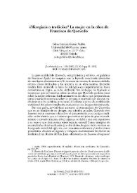 ¿Misoginia o tradición?: La mujer en la obra de Francisco de Quevedo   / Celsa Carmen García Valdés  | Biblioteca Virtual Miguel de Cervantes