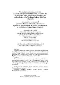 Un testimonio manuscrito de "La culta latiniparla" de Quevedo, con otro del "Papel de las cosas corrientes en la corte, por abecedario", en la Wadham College Library (Oxford) / Antonio Azaustre Galiana  | Biblioteca Virtual Miguel de Cervantes
