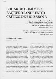 Eduardo Gómez de Baquero (Andreino), crítico de Pío Baroja  / por Adolfo Sotelo Vázquez | Biblioteca Virtual Miguel de Cervantes
