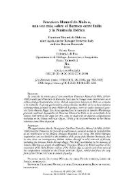 Francisco Manuel de Melo o, una vez más, sobre el Barroco entre Italia y la Península Ibérica 
 / Valeria Tocco | Biblioteca Virtual Miguel de Cervantes