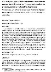 Las mujeres y el arte: una forma de resistencia comunitaria frente a los procesos de exclusión política, social y cultural en Argentina / Marcela Crespo Buiturón | Biblioteca Virtual Miguel de Cervantes