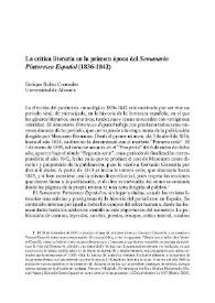 La crítica literaria en la primera época del Semanario Pintoresco Español (1836-1842) / Enrique Rubio Cremades | Biblioteca Virtual Miguel de Cervantes