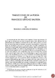 Traducciones de la poesía de Francisco Sánchez Bautista / Francisco Javier Díez de Revenga | Biblioteca Virtual Miguel de Cervantes