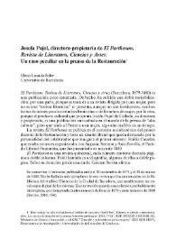 Josefa Pujol, directora-propietaria de El Parthenon. Revista de Literatura, Ciencias y Artes. Un caso peculiar en la prensa de la Restauración / Elena Losada Soler | Biblioteca Virtual Miguel de Cervantes