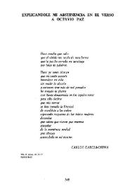 Explicándole mi abstinencia en el verso a Octavio Paz / Carlos García-Osuna  | Biblioteca Virtual Miguel de Cervantes