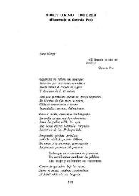 Nocturno idioma (Homenaje a Octavio Paz)  / Francisco Castaño  | Biblioteca Virtual Miguel de Cervantes